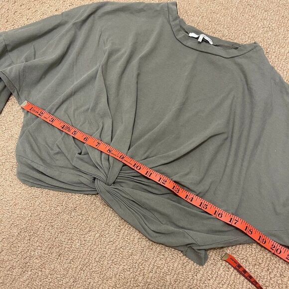 OAK + FORT Flared Wrap Knot Crop Top Green - O/S - Picture 12 of 14